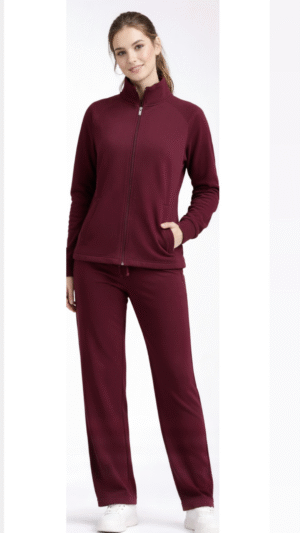 Wine Zip-Up Co-Ord Set for Women