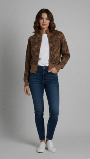 Cocoa Textured Zip-Up Jacket