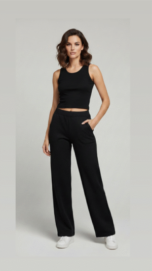 black straight fit pants