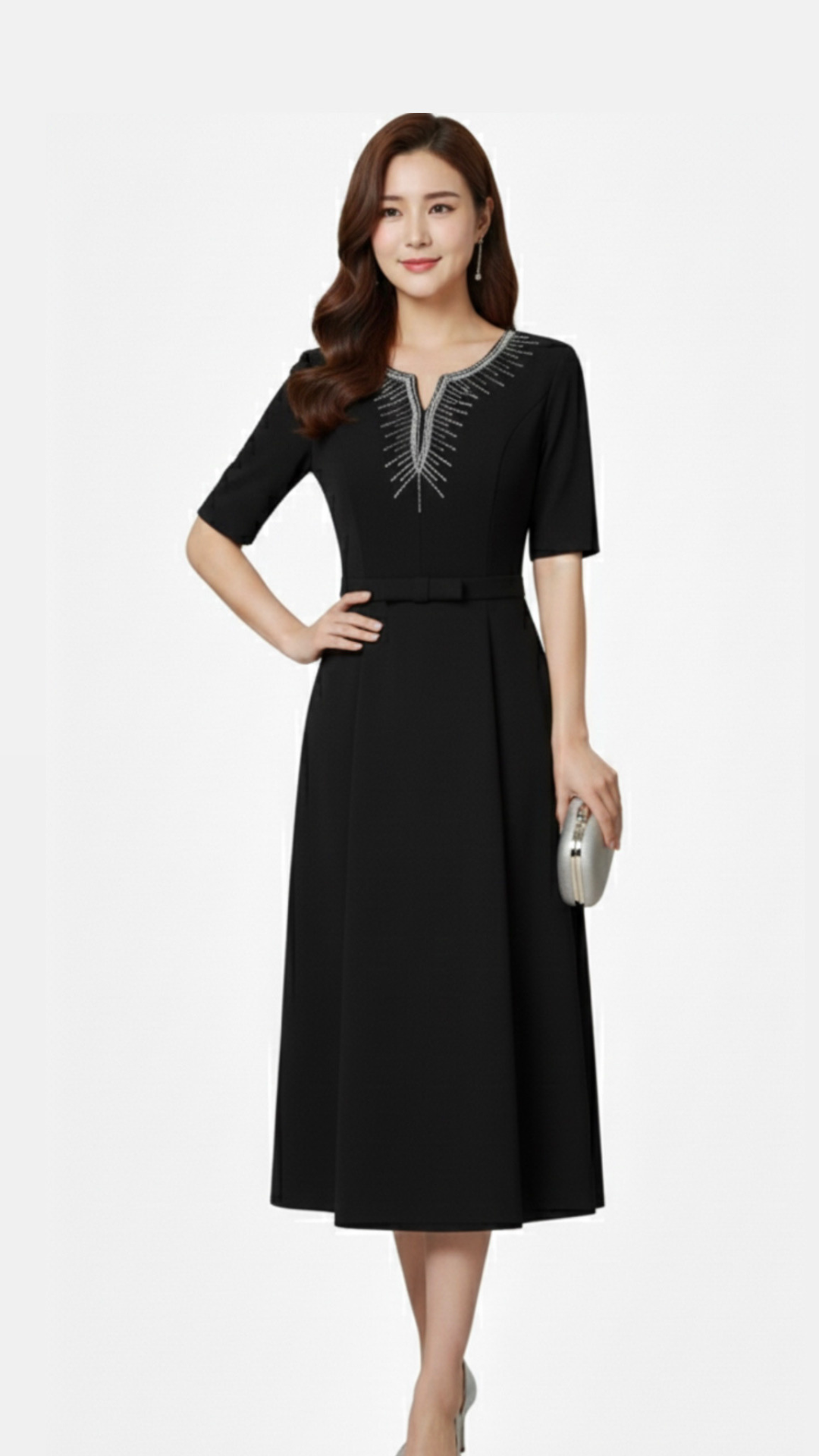 black-embellished-flared-dress