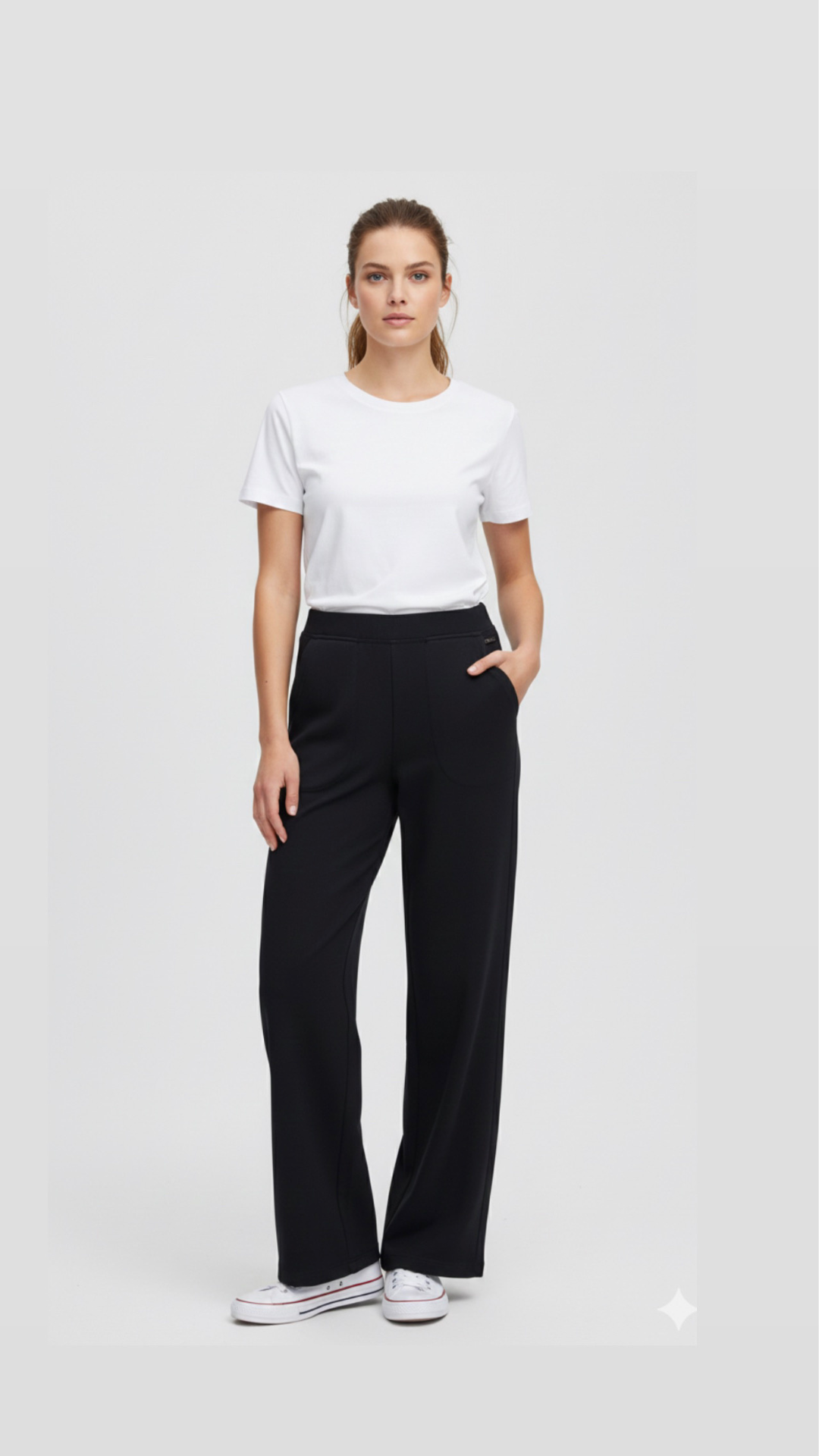 black straight fit pants