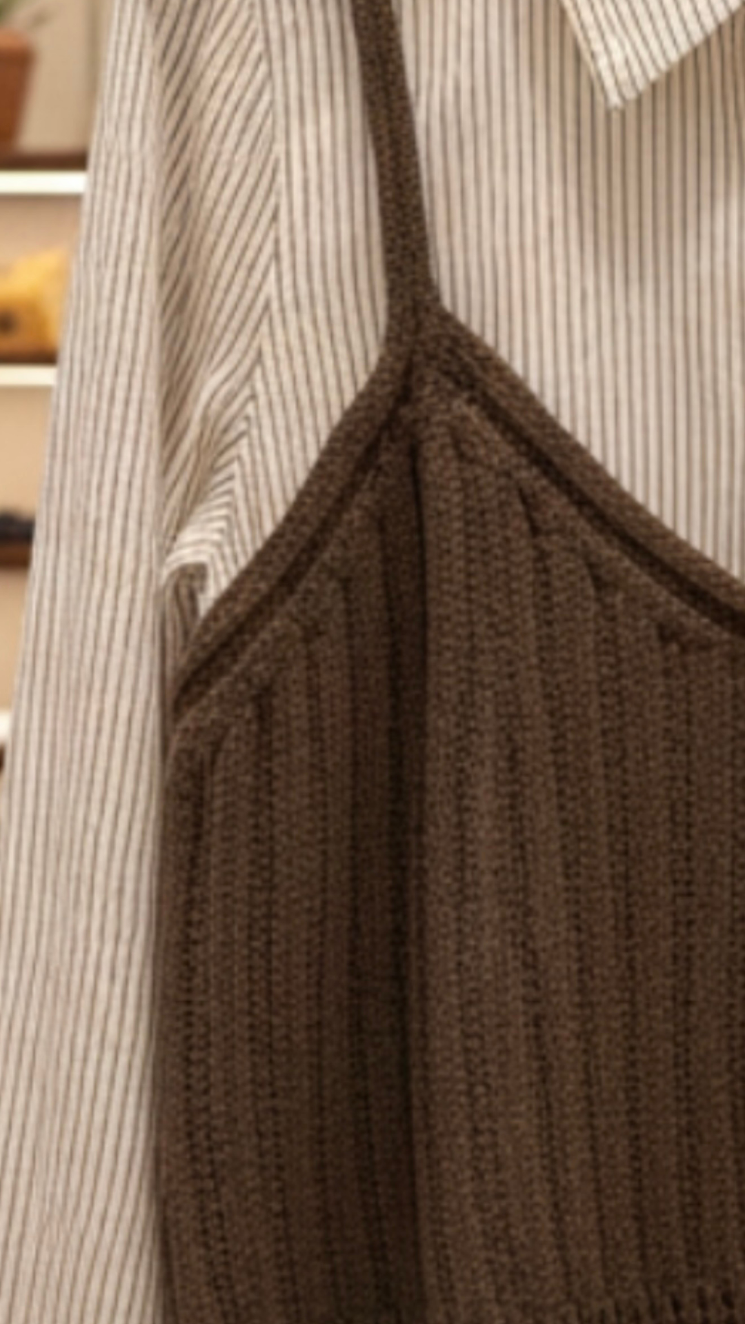 Cocoa Layered Shirt & Knit Cami Top - Image 6