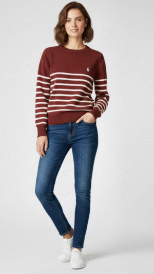 Striped Knit Sweater for Women