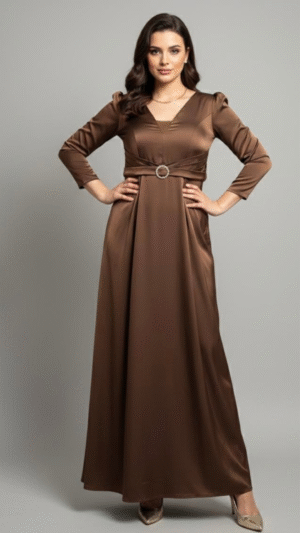 chic-satin-brown-maxi-dress-with-waist-belt